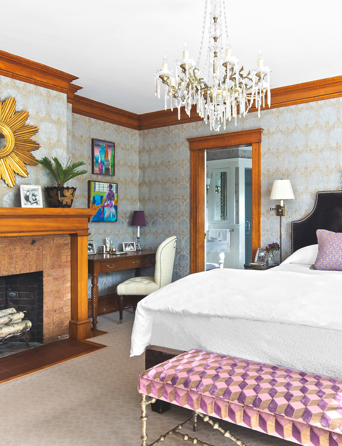 beautiful-eclectic-bedroom-with-chandelier